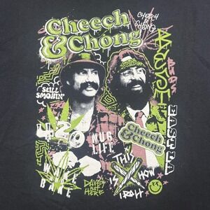 Cheech & Chong Shirt Mens 2XL Black 420 Still Smokin Graphic Tee Movie Stoner